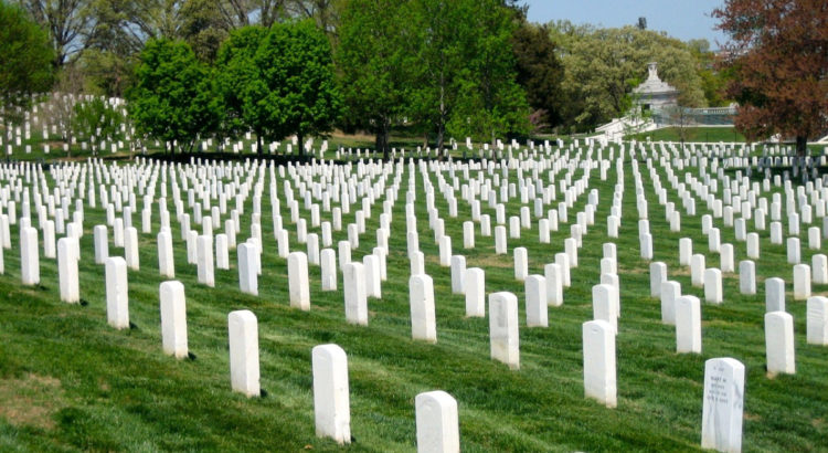 Gravesite markers aligned